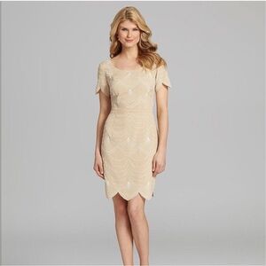 Antonio Melani Beige/Nude Keaton Scalloped Embroidered Sheath Dress Size 0